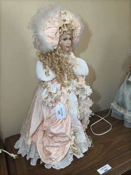 Cherilyn Porcelain Doll with Blonde Hair and Pink Dress