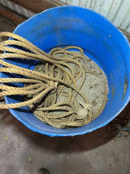 Blue Plastic Barrel with Rope