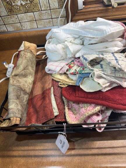 Dish Rack with Mixed Household Linens