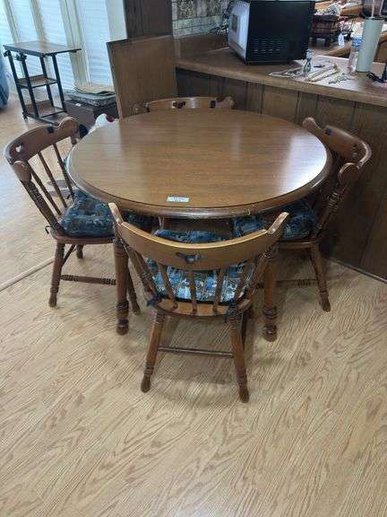 Wood Dining Table with Four Chairs image