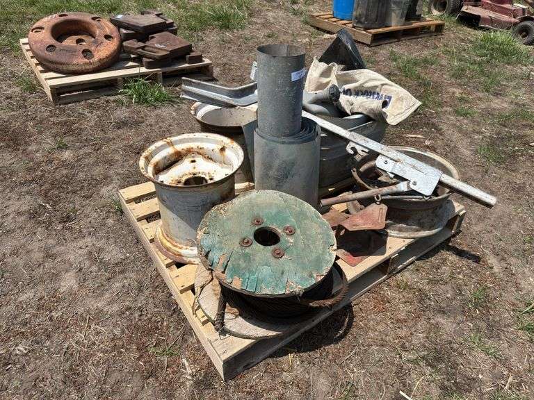 Mixed Lot of Metal Items - Wheels, Tubing, Spool, and More image