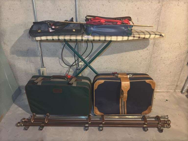 Adolfo Duxbury & Samsonite Luggage with Curtain Rods, and ironing board image