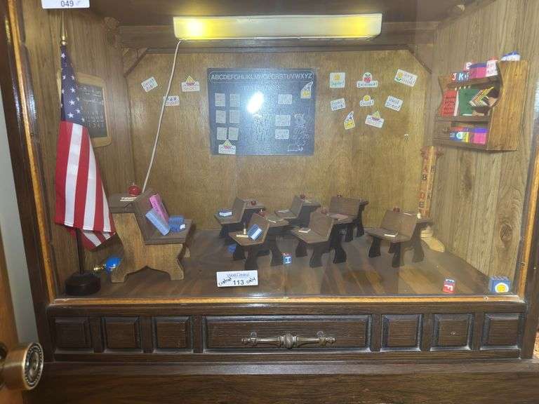 Miniature Schoolroom Scene-CONTENTS ONLY Display Cabinet Not included image
