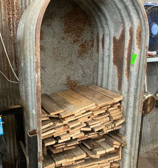 Salvaged Wood Planks and Metal Storage Container