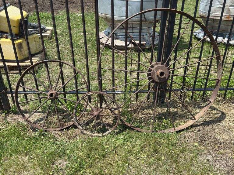 Set of Three Decorative Metal Wagon Wheels image