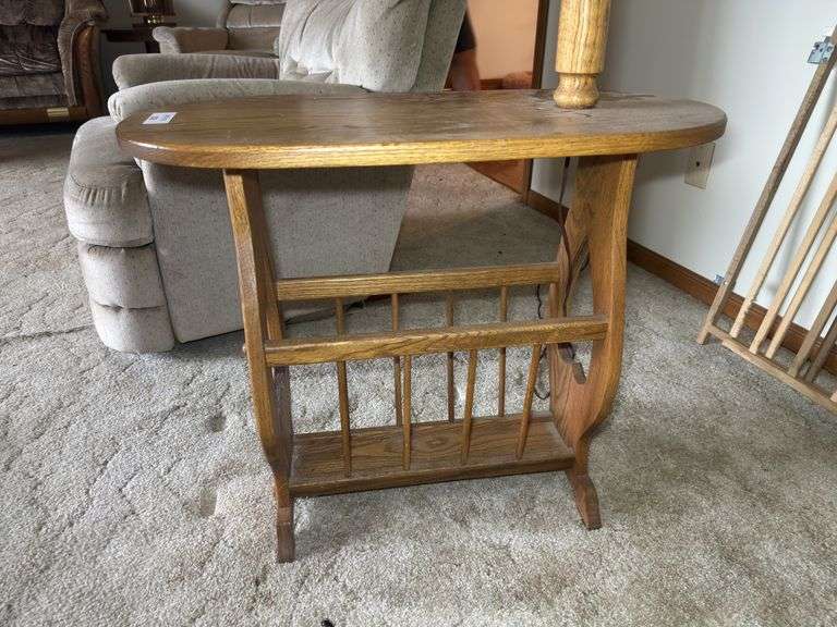 Oak Table with Lamp