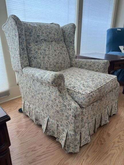 Ethan Allen Wingback Armchair - Floral Pattern