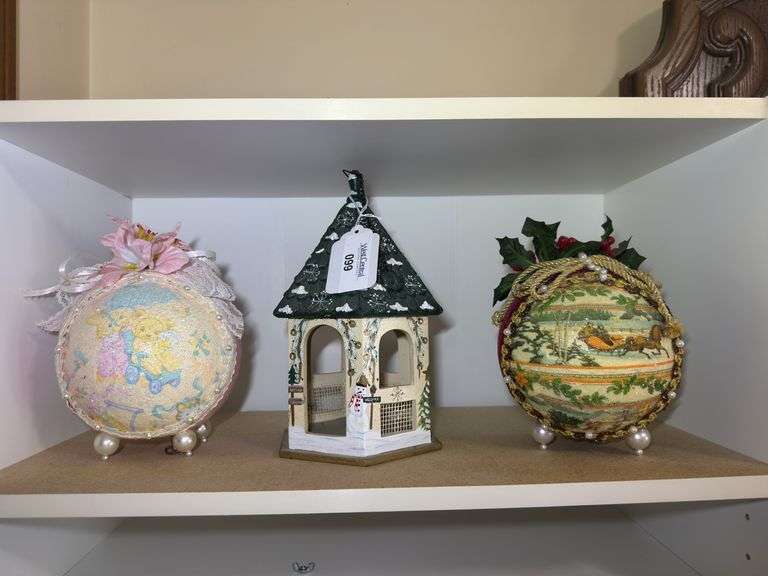 Two Decorative Figurine Balls and House image