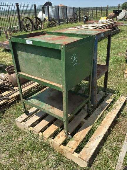 Rolling Metal Shop Cart and Metal shop table image