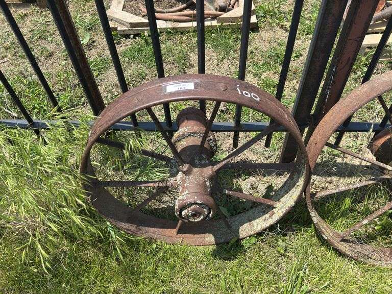 Set of Two Steel Farm Implement Wheels