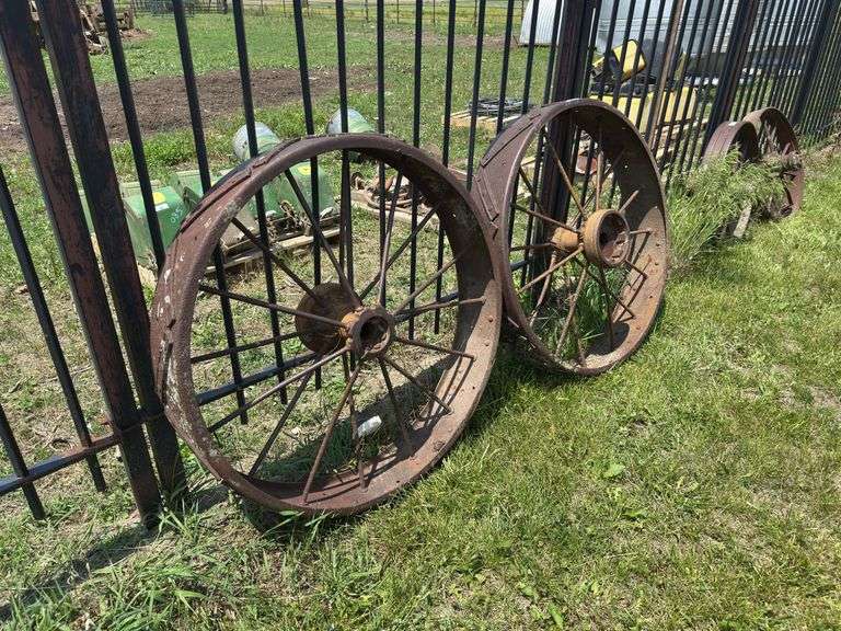 Set of Two Steel Farm Implement Wheels