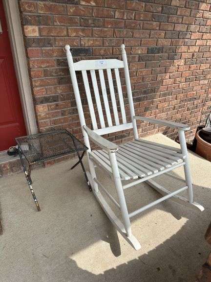White Painted Rocking Chair with Small Metal Table image