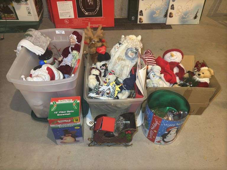 Assorted Holiday Decorations - Santa, Snowmen, Reindeer image