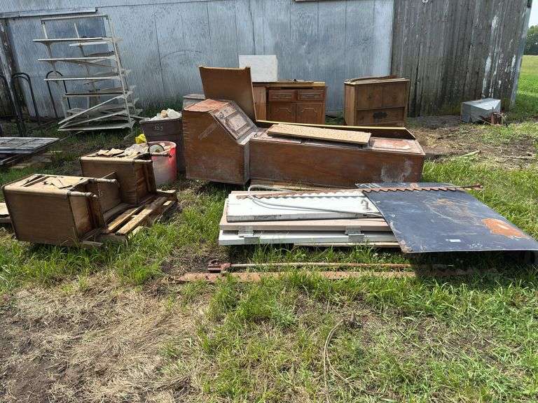 Collection of Wood Furniture Components and Other Items image