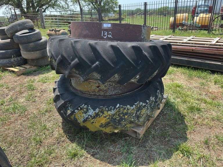 Pair of Large Tractor Tires with Rims image