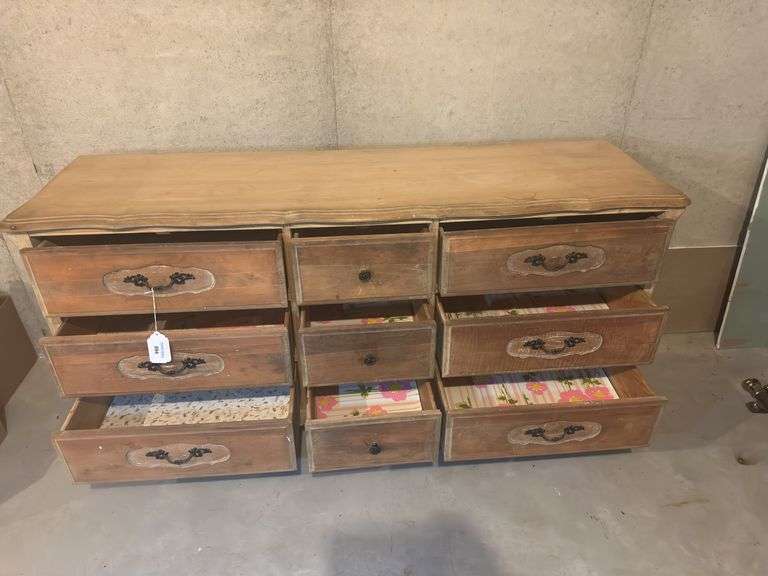 Large Wooden Dresser with Nine Drawers