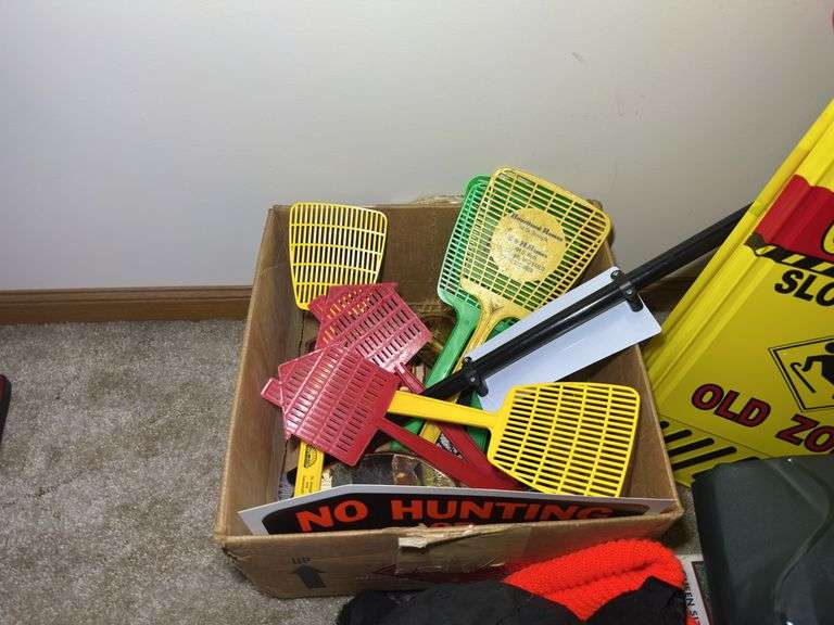 Fly Swatters, Air Bed, Traffic Sign, and Hunting Gear