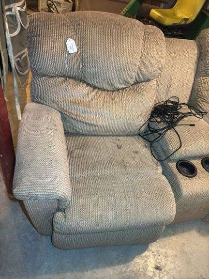 Two-Seat Upholstered Reclining Loveseat with Console