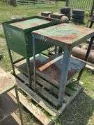 Rolling Metal Shop Cart and Metal shop table