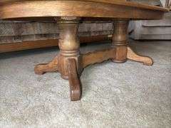 Oval Wooden Coffee Table with Pedestal Base