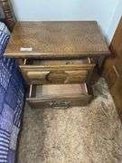Traditional Style Wooden Nightstand with Two Drawers