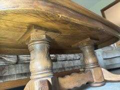 Oval Wooden Coffee Table with Pedestal Base