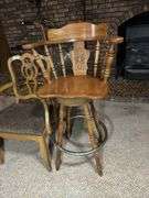 Wooden Swivel Barstool and Accent Chair
