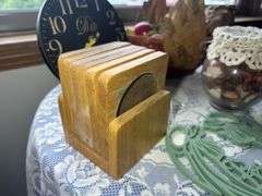 Variety of Home Decor Items: Table Clock, Coasters, Deer Statue, and More