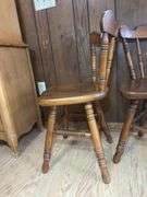 Set of Three Wood Swivel Dining Chairs