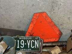 Shop Lot: Light, Trailer Sign, Tools, and Hardware