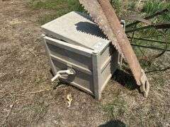 Wheel Hoe Cultivator, Cross Cut Saws and Hose Reel Box