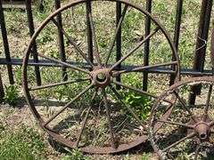 Set of Three Decorative Metal Wagon Wheels