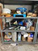 Shelf Lot with Fishing Lures, Automotive Supplies, and Household Items
