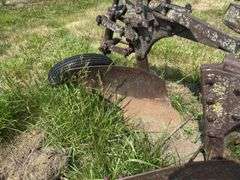 John Deere 3 bottom pull type plow, spoke wheels