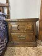 Traditional Style Wooden Nightstand with Two Drawers