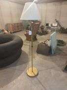 Brass Floor Lamp with Pleated Shade