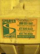 Two 60 Gallon Yellow Ace Roto-Mold Sprayer Tanks and One Plastic Barrel
