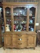 Wood China Cabinet Hutch with Glass Doors, NO CONTENTS INCLUDED.