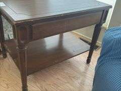 Wood Side Table with Drawer and Shelf