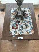 Dark Wood Side Table with Drawer and Shelf
