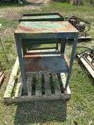 Rolling Metal Shop Cart and Metal shop table