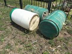 Three Assorted Plastic Drums