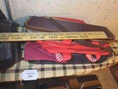 Adolfo Duxbury & Samsonite Luggage with Curtain Rods, and ironing board