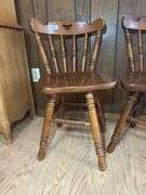 Set of Three Wood Swivel Dining Chairs
