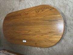 Oval Wooden Coffee Table with Pedestal Base
