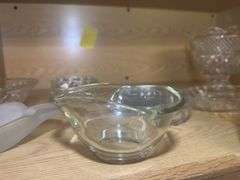 Collection of Decorative Clear Glass Bowls and Serving Pieces