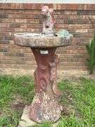 Concrete Garden Bird Bath with Squirrel