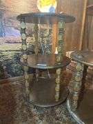 Pair of Wooden Tiered Accent Tables