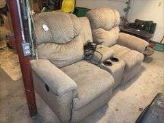 Two-Seat Upholstered Reclining Loveseat with Console