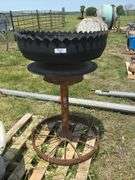 Repurposed Tire and Wheel Decorative Planter